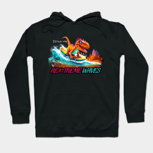 Dinosaur Surfing Funny Hoodie